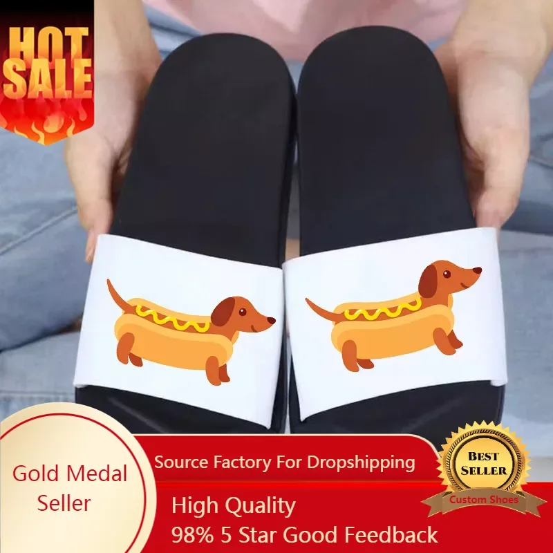 

2022 New Summer Slippers Lovely Dachshund dog Slides Outdoor Women Shoes Home Floor sandalias Flip Flops Men Couples Cartoon