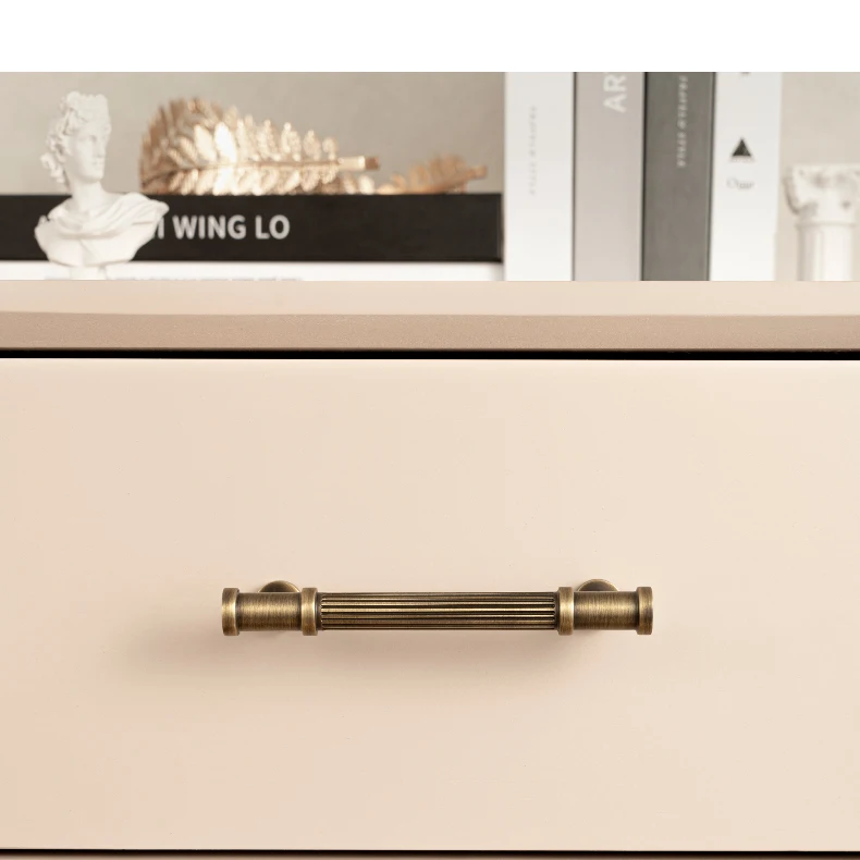 ribbed brass cabinet pull for dresser drawer