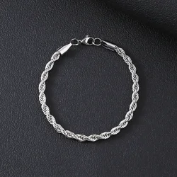 Gold - Toned Twisted Rope Chain Stainless Steel Bracelet - Fashionable Unisex Jewelry Accessory (6MM)