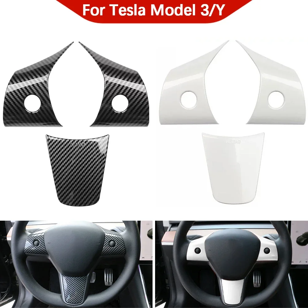 

Auto Sparkle ABS Carbon Fiber Model Y Steering Wheel Patch Decoration for Tesla Model 3 Model Y Interior Modified Accessories