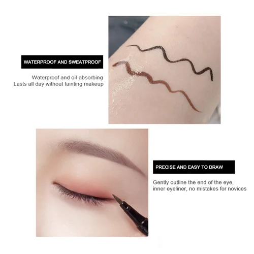 블랙 리퀴드 아이라이너, 방수, 오래 지속되는 아이 라이너 펜슬, 빠른 건조, 자연스러운 블룸 아이라이너, 리퀴드 펜, 화장품 도구 4