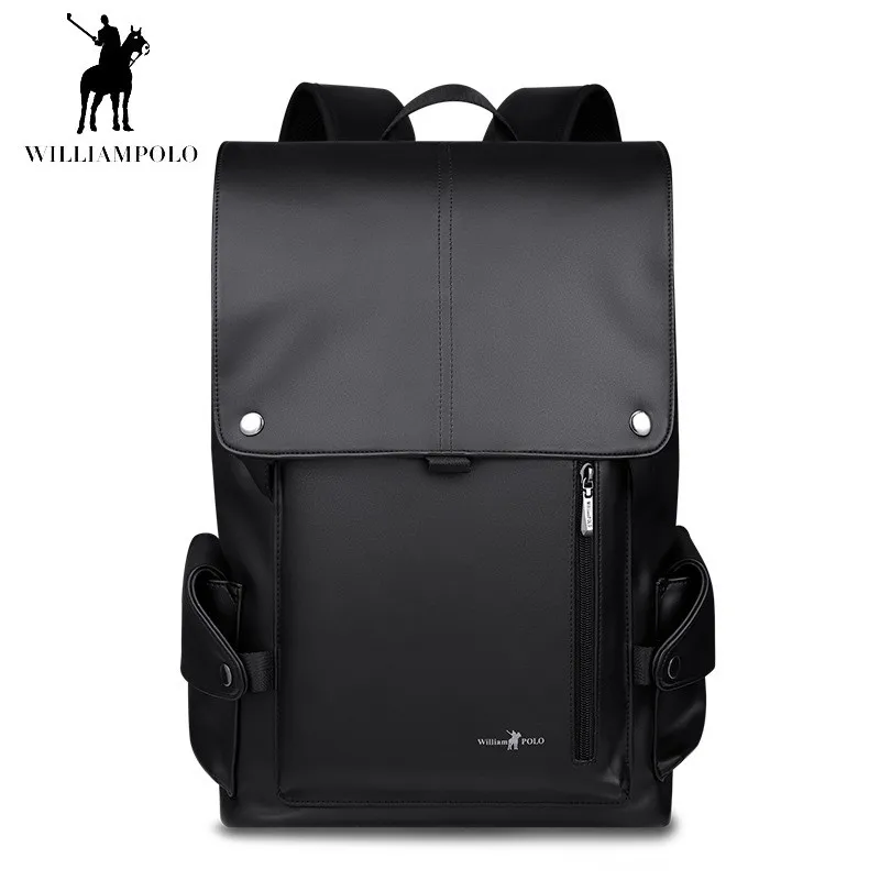 

WILLIAMPOLO Male Backpack For Teenagers Fashion Microfiber Fit 15 Laptop Luxury Backpack For Boys School Bags Black