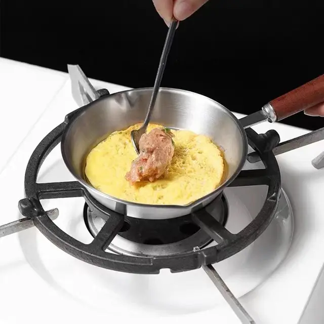 Oven Safe 304 Stainless Steel Frying Pan Professional Flat Bottom Nonstick Omelette Pan 12/16cm Small Open Skillet Home 4