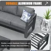 Modern Aluminum Patio Furniture Set,Outdoor Patio Sectional Conversation Metal Seating Sets with Olefin Cushion Coffee Table 5