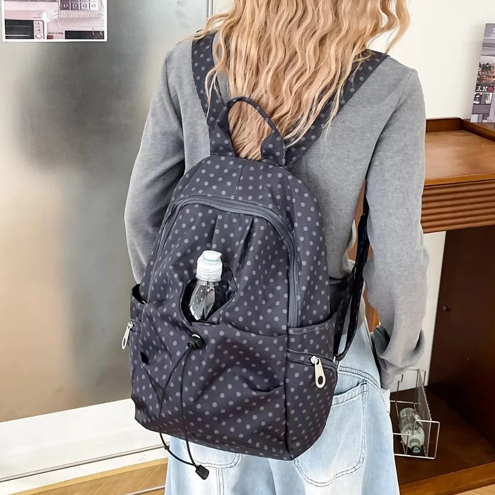 Korean Style Polka Dot Women's Backpack Lightweight Nylon Backpack Bag School Bag For Students Travel Use 1