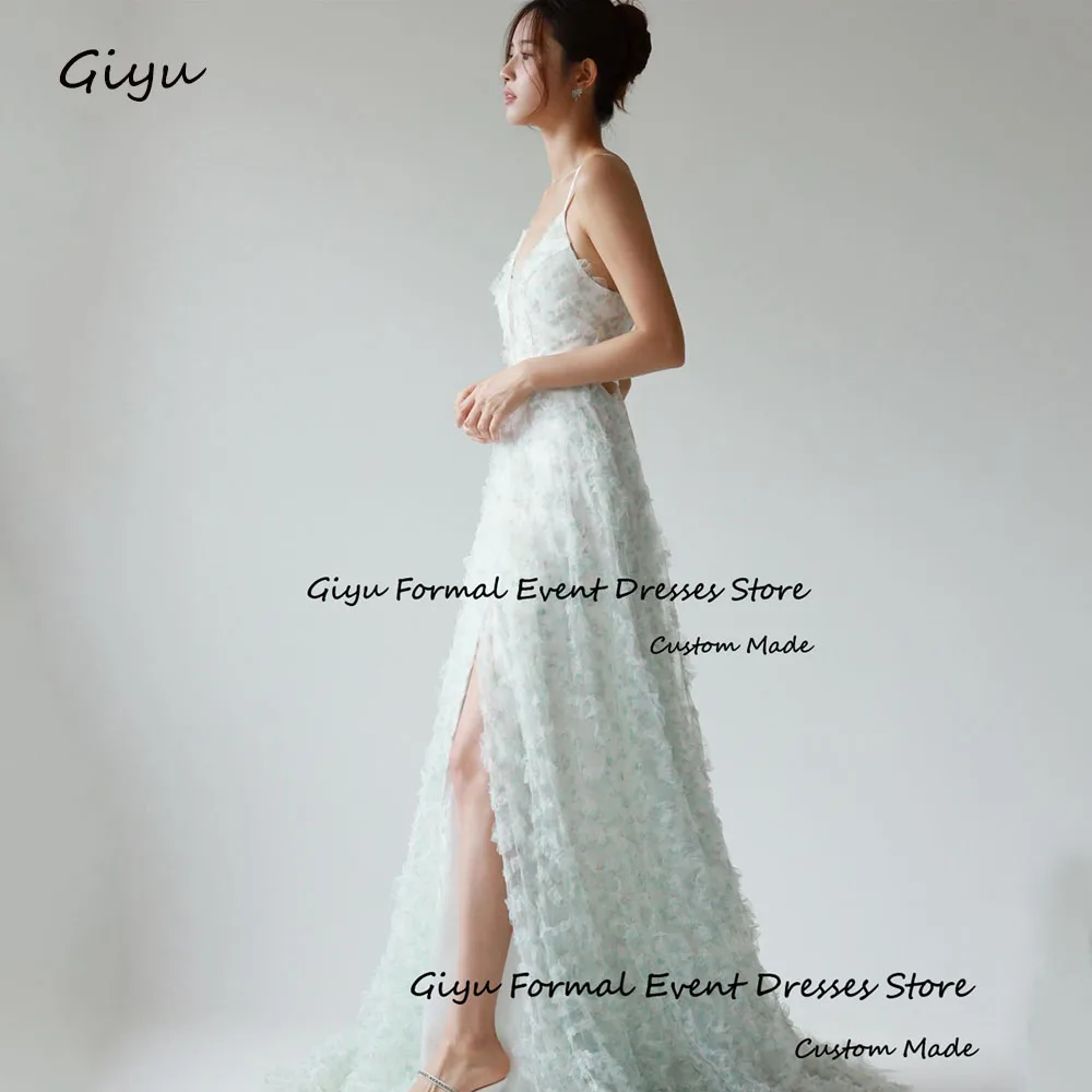 

Giyu Fairy Side High Slit Wedding Dress Photo Shoot Spaghetti Strap Floor-Length Evening Gown Dress Vestidos De Novias 2024