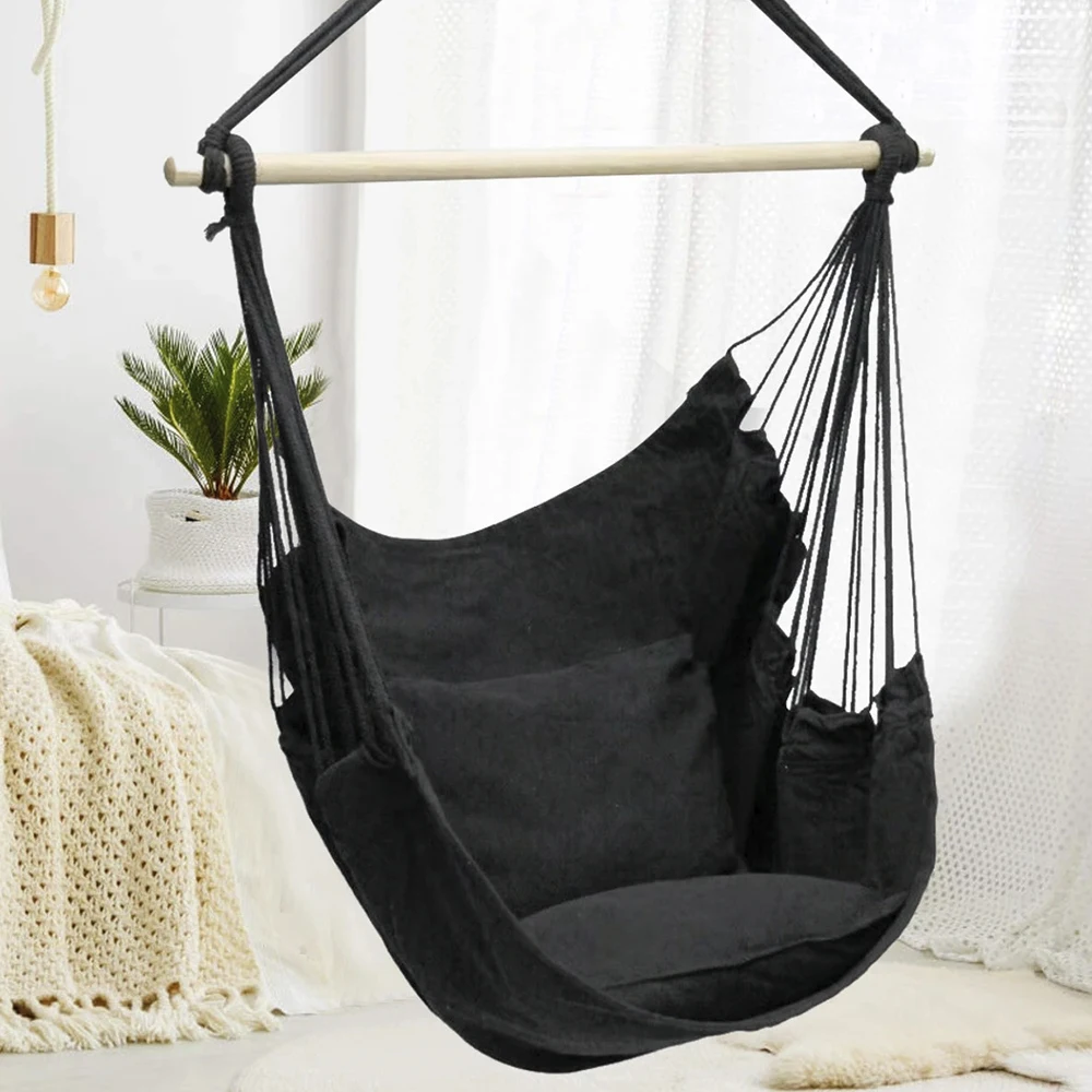 2Pcs Sleeping Hammock Swing Thicken Chair Hanging Swing Chair Portable Relaxation Canvas Travel Camping Lazy Tent
