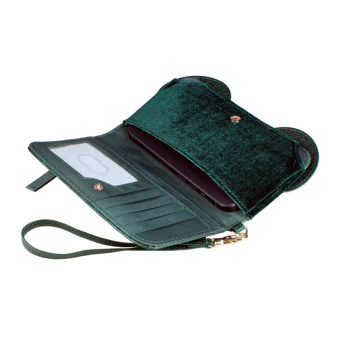 High quality velvet wallet phone case, fashionable shiny metal PU material men's and women's card bags, coin purse