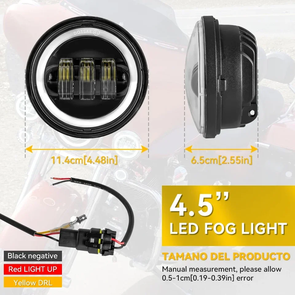 Feux De Passage LED 7" Pour Harley Davidson - Style Halo - Noir Chrome - Kit Complet Neuf