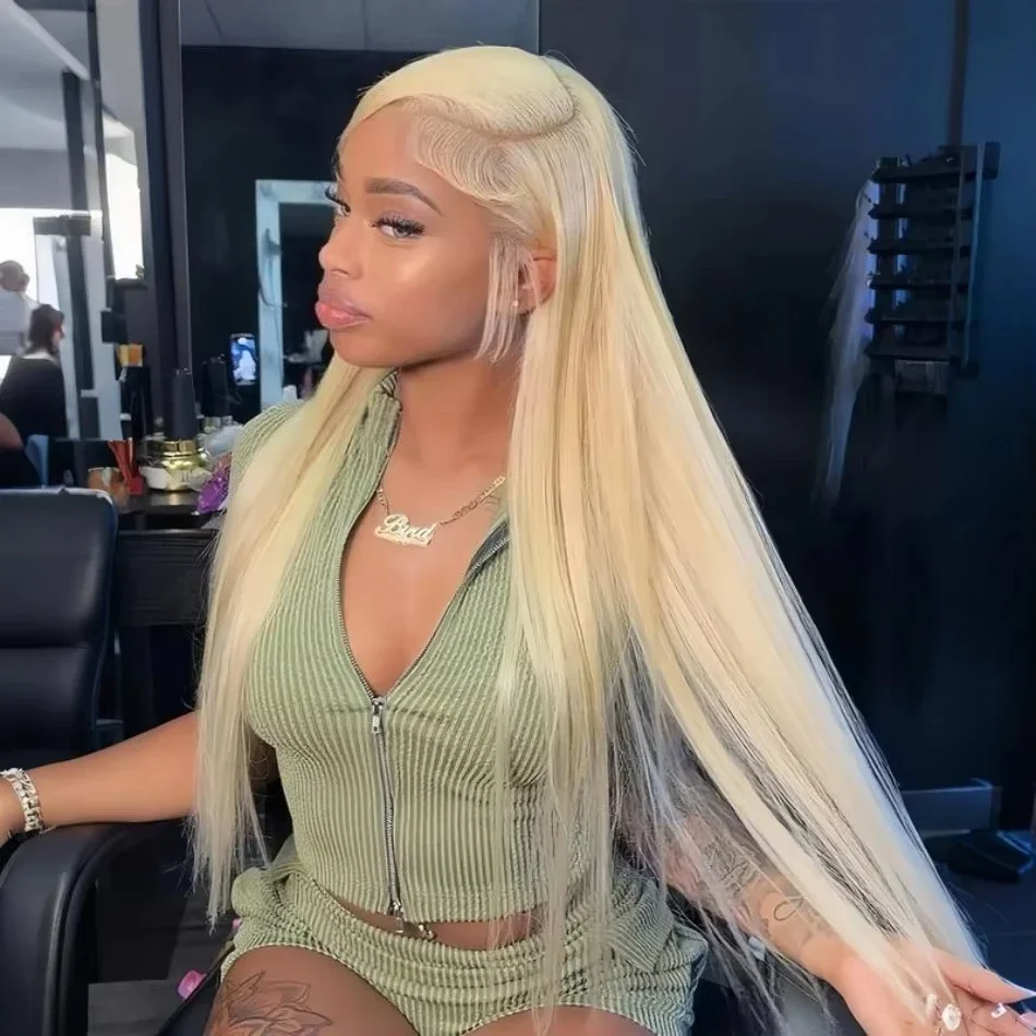 34 Inch 13x4 Blonde 613 Color Human Hair Wigs Straight Lace Frontal Wig 13X4 Brazilian Wig For Black Women 3