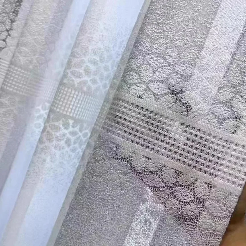 1PC Luxury Style Living Room Transparent Window Finished Curtain French Window Bedroom Screen Sunshade Breathable White Screen 4