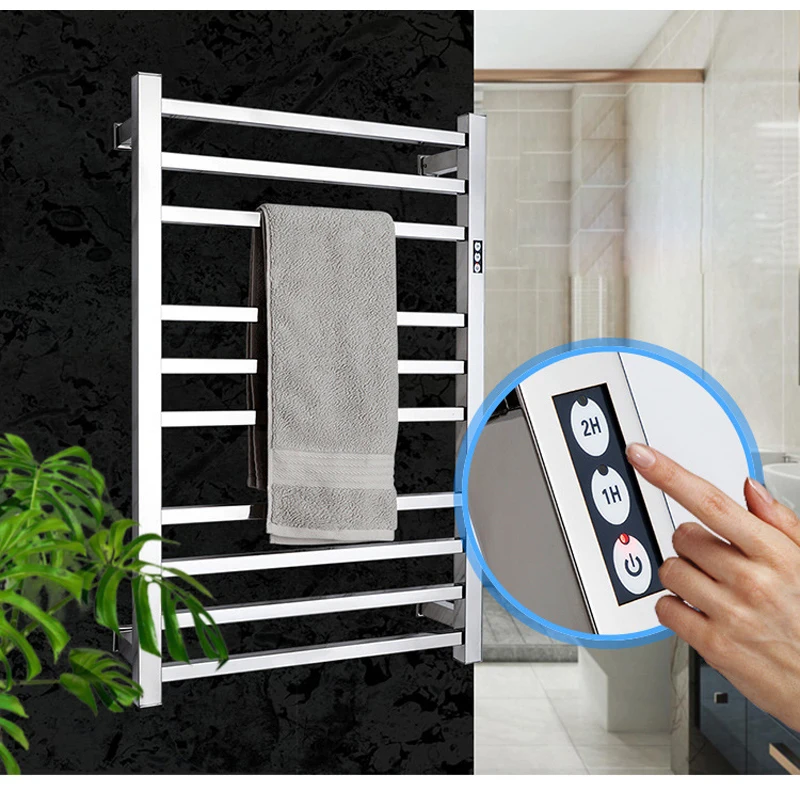

Electric Towel Rack 304 Stainless Steel Temperature&Time Control Smart Heated Towel Rail Towel Warmer 780*500*120mm 110V/220V