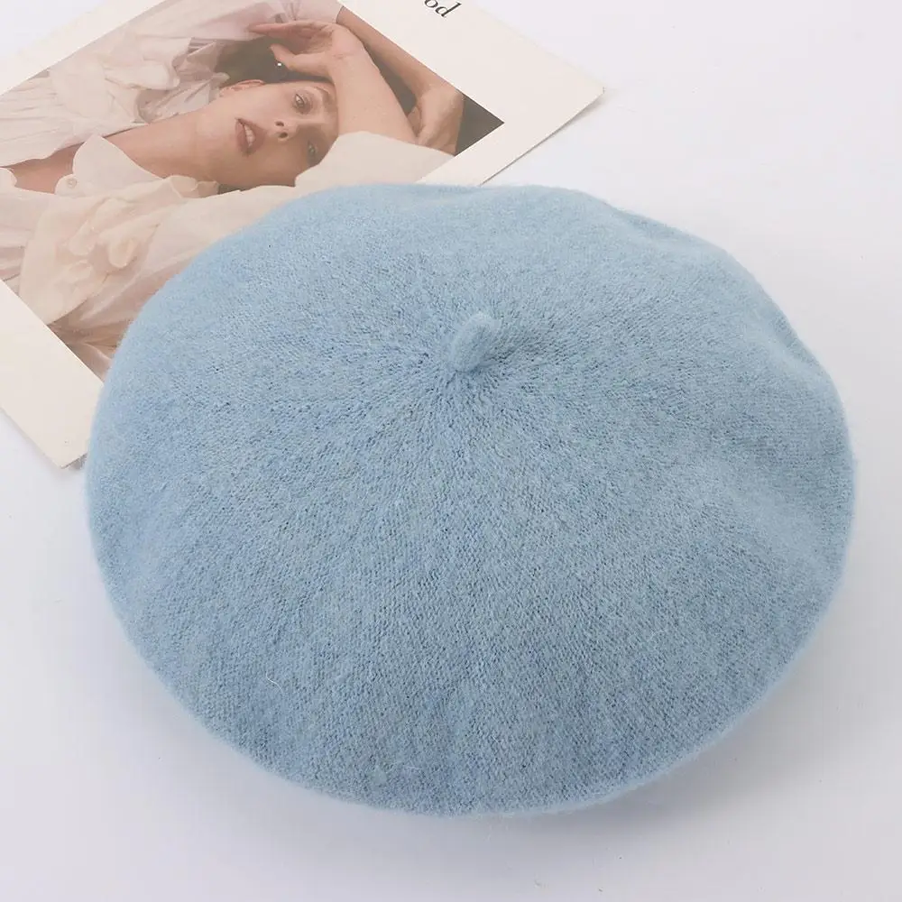 Wolle Baskenmütze Hüte Frauen Winter Französisch Hut Mädchen Einfarbig Mode Herbst Winter Baskenmütze Hut Für Frauen Flache Kappe Hut Filz Berets – Detail 3