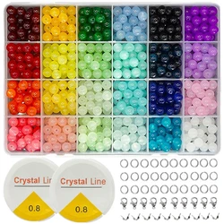 Vibrant Glass Beads for DIY Jewelry - 24 Colors, 8mm Round (1Box)