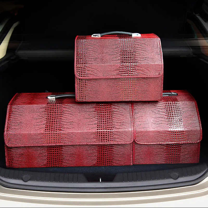 

Crocodile Leather Pattern Car Trunk Organizer Box Folding Organizer Boxs Car Waterproof Large Capacity Storage Bag Accessories