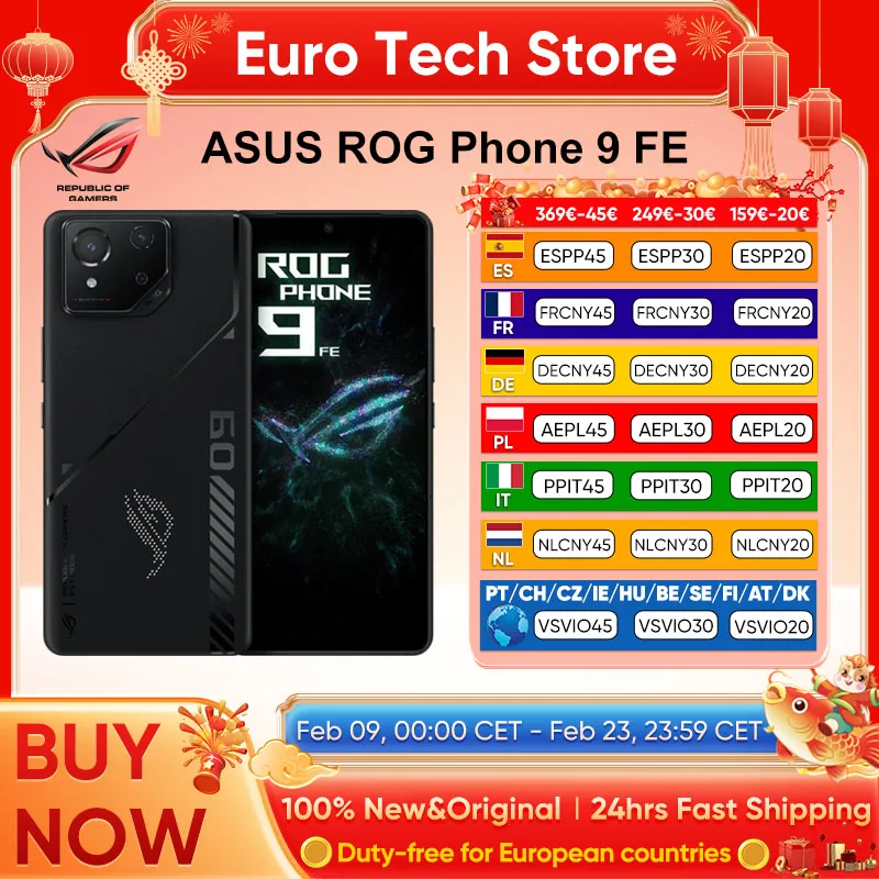 ASUS ROG Phone 9 FE 5G Smartphone Snapdragon 8 Gen 3 6.78 ''65W carga 185Hz AMOLED affichage 5500mAh Android15 téléphone portable