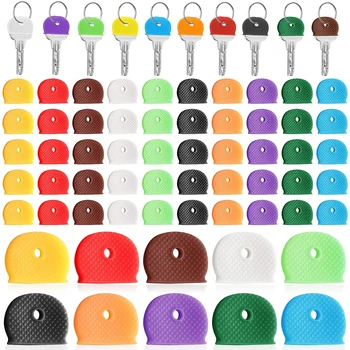 10-50Pcs Colored Key Caps Covers Soft Rubber Key Identifiers Protector Organizer Labels Silencer Key Toppers Key Accessories 1