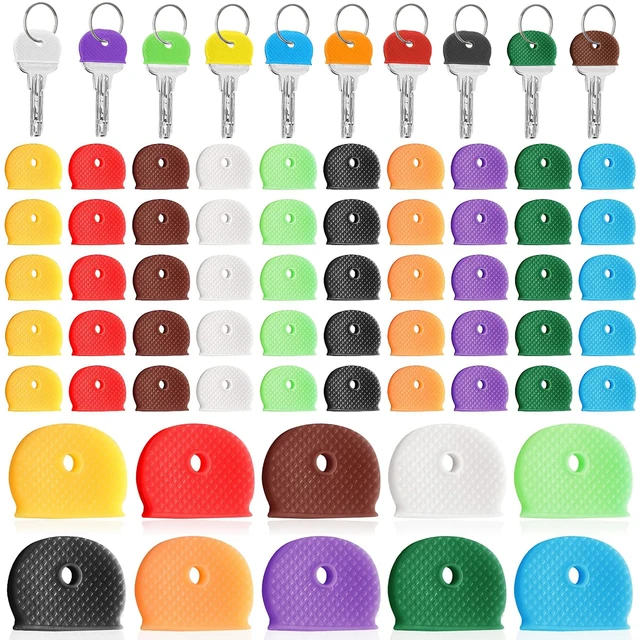 10-50Pcs Colored Key Caps Covers Soft Rubber Key Identifiers Protector Organizer Labels Silencer Key Toppers Key Accessories 1
