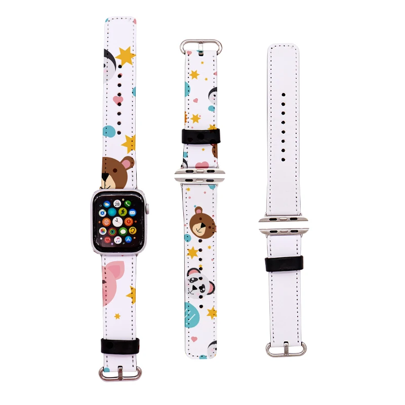 

Customized Blank PU Leather Sublimation Watch Bands for apple watch 44mm band Watch Accessories