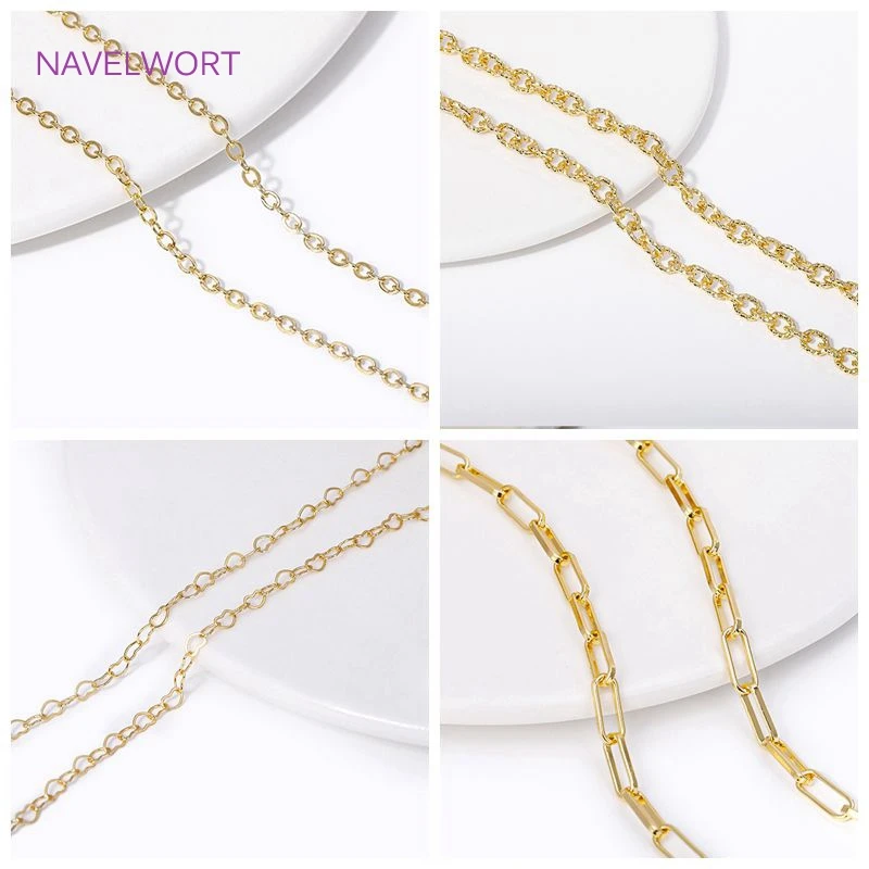 18K Gold Plated Brass Paperclip Link Chain Flat Oval Cable Chain For Jewelry Making DIY Handmade Crafts Accessories jewelry making accessories