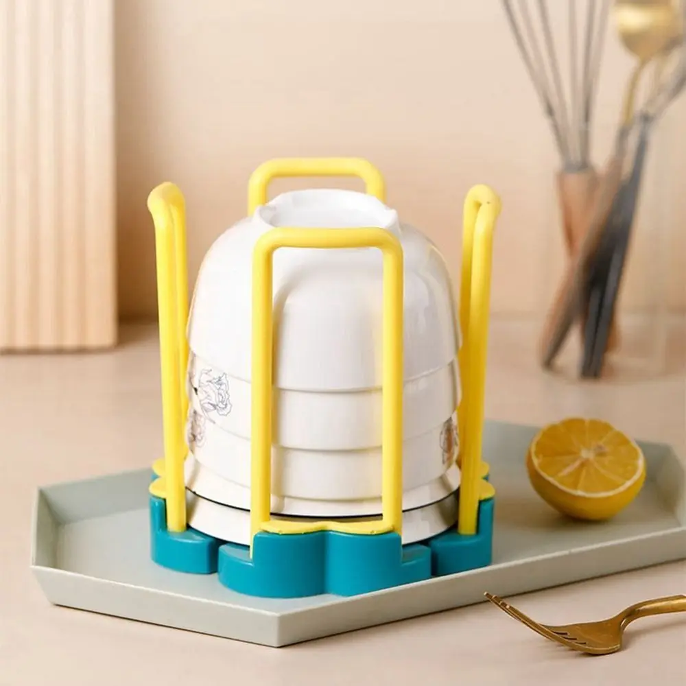 

Plastic Rotating Bowl Drain Rack Space-Saving Single Tier Dish Storage Rack Draining Dish Display Stand Countertop