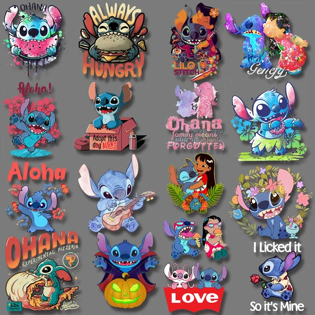 Pegatinas de dibujos animados Lilo Stitch, apliques de transferencia  térmica para ropa