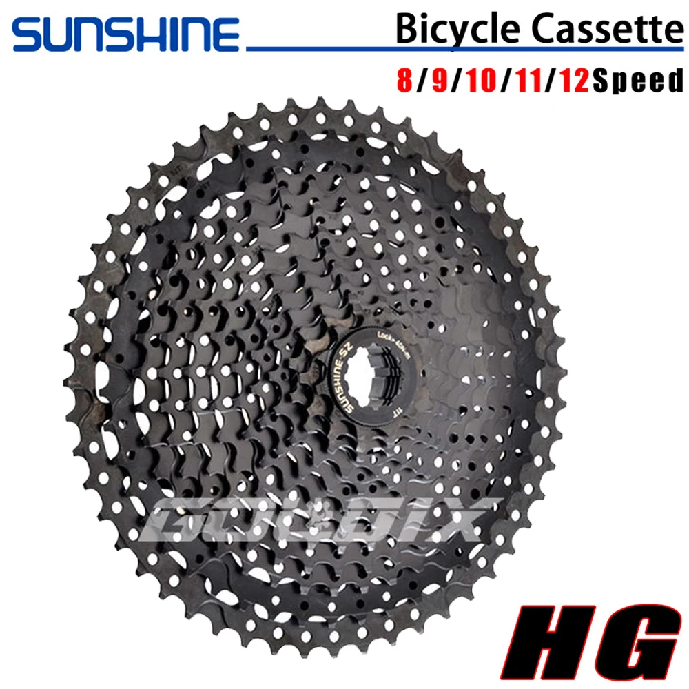 

SUNSHINE MTB Bicycle Cassette Black Freewheel 8/9/10/11/12Speed K7 MTB Bike Sprocket HG Structure Specification for SHIMANO SRAM