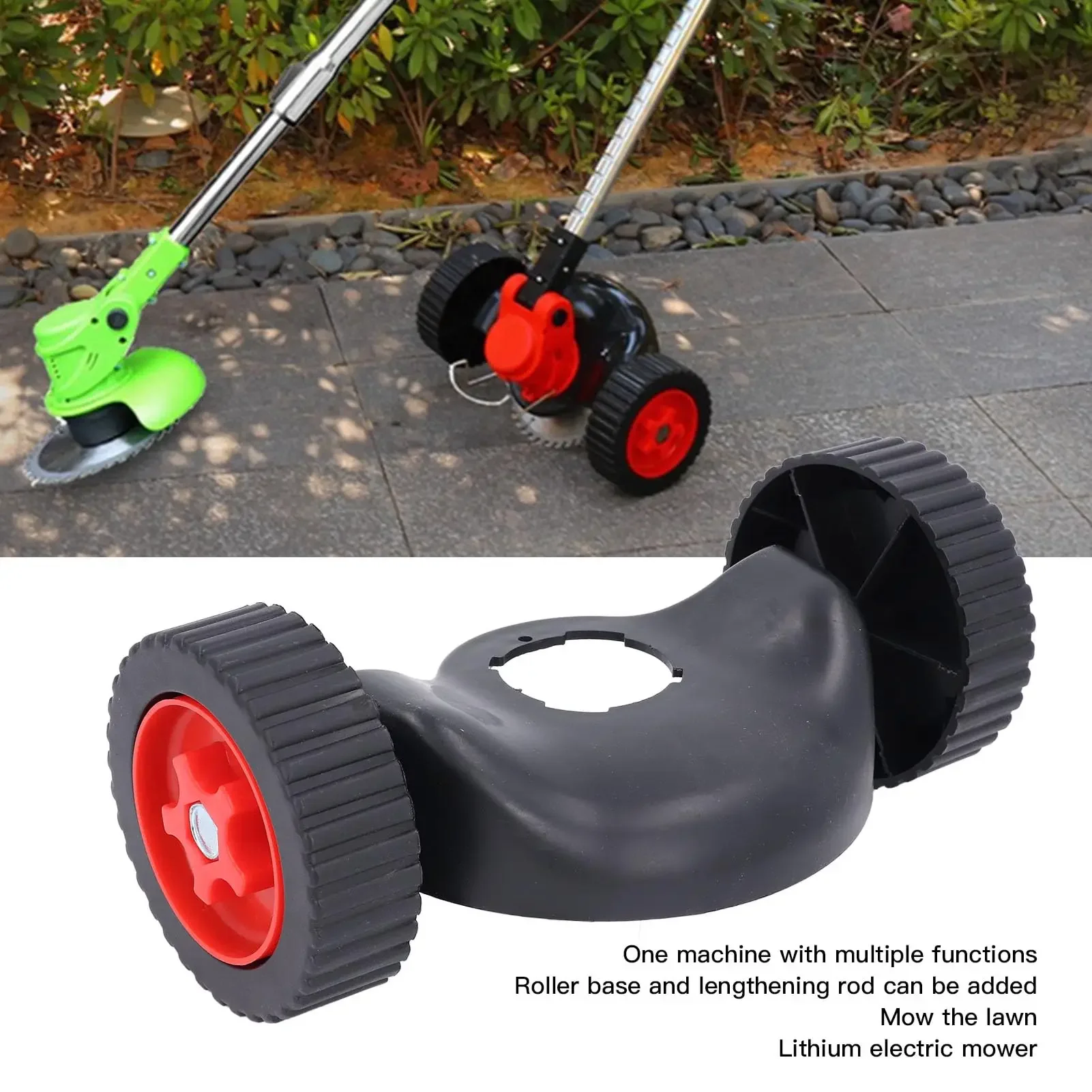 Weed Trimmer Support Wheel Weed Trimmer Support Wheels Grass Trimmer Support Wheel Attachment Universal Adjustable with Protective Cover Grass Cutter Parts