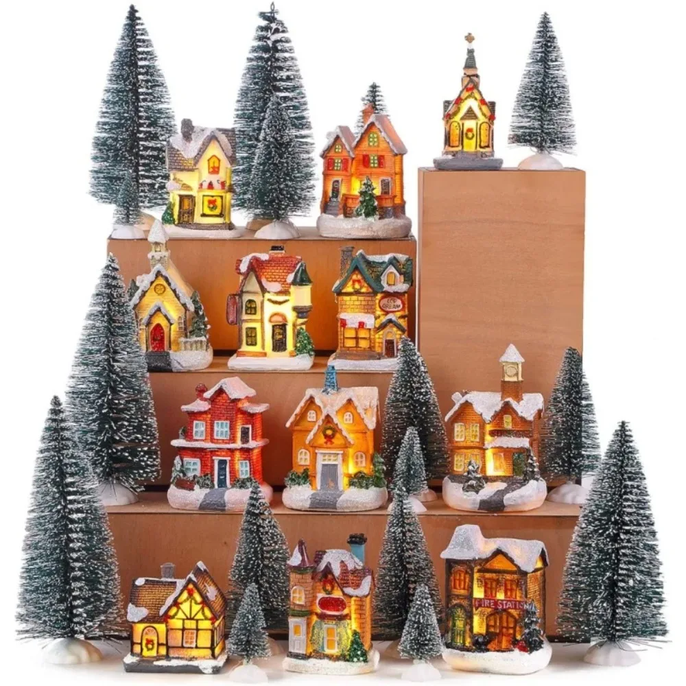 Resin LED Christmas Miniature House Decor