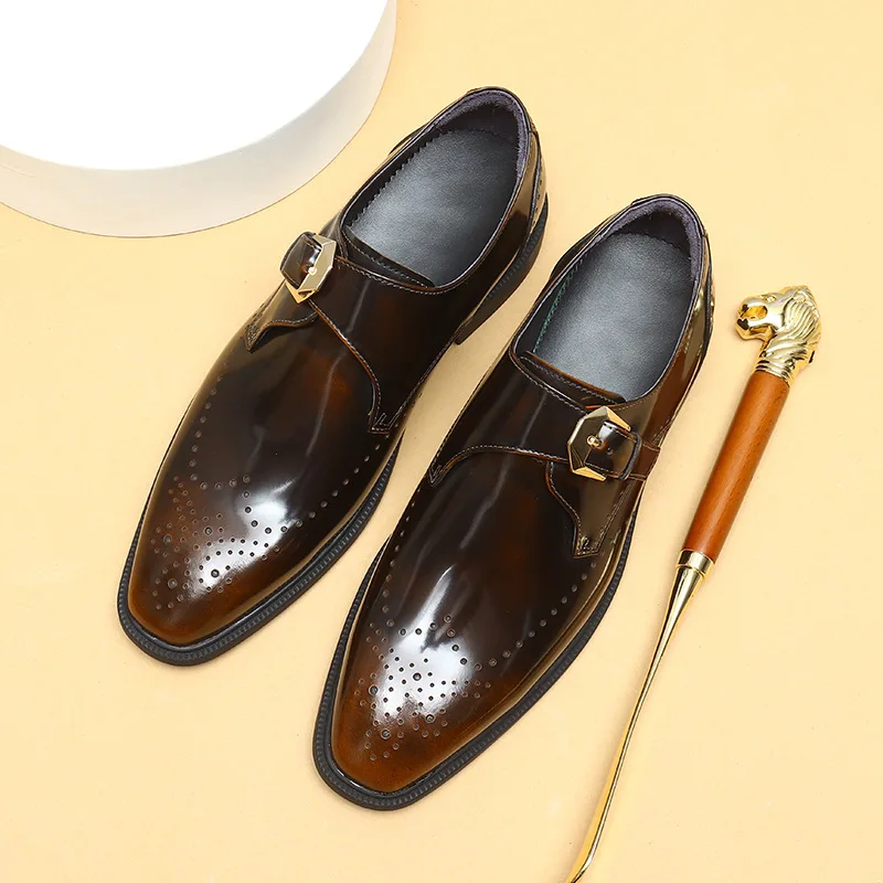 

Luxury Patent Leather Mens Business Loafers Handmade Quality Fashion Elegant Slip on New Wedding Social Formal Brogues Shoes Man