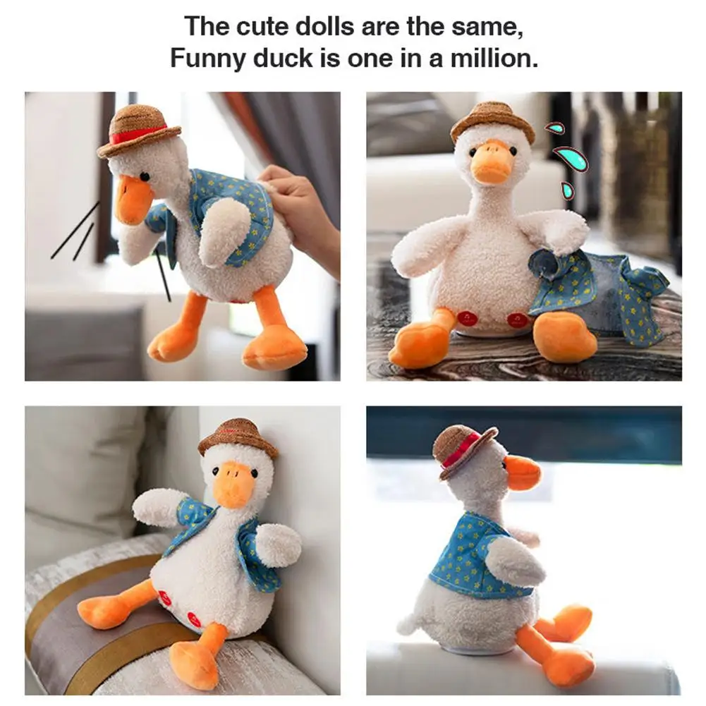 Electric Plush Talking Repeat Duck Dancing Early Education Toys Duck Soft Fabric Doll Soft Fabric Ducks Dancer Home Decor