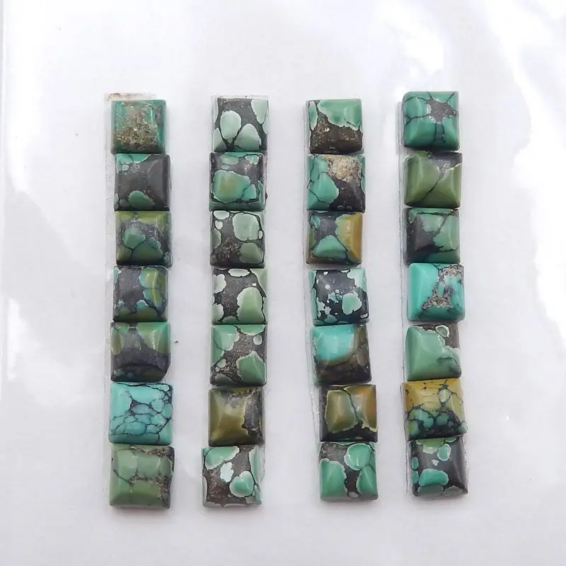 Semiprecious Jewelry 28Pcs Natural Stone Turquoise Cabochons Set 4x3mm,3g