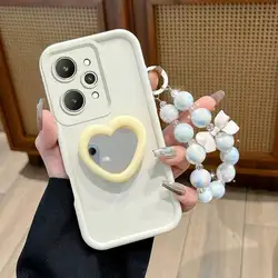 Chic Love Bracket and Lanyard Phone Case for Realme 15x (India) (WHITE)