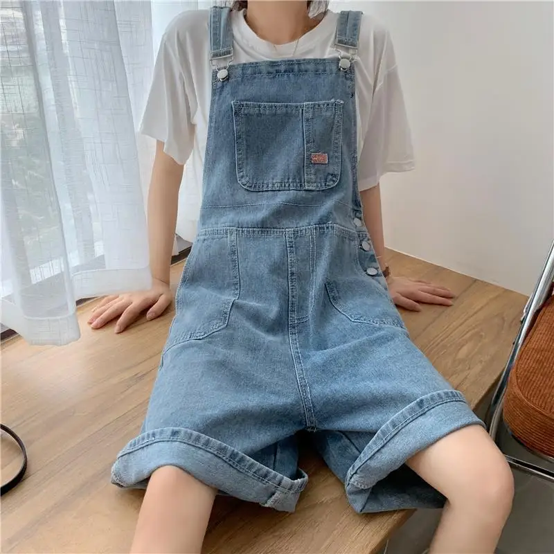 Rompers Women Young Stylish Denim Harajuku Loose College Trendy Summer Chic Strap Wide Leg Playsuits Sweet All-match Mujer New