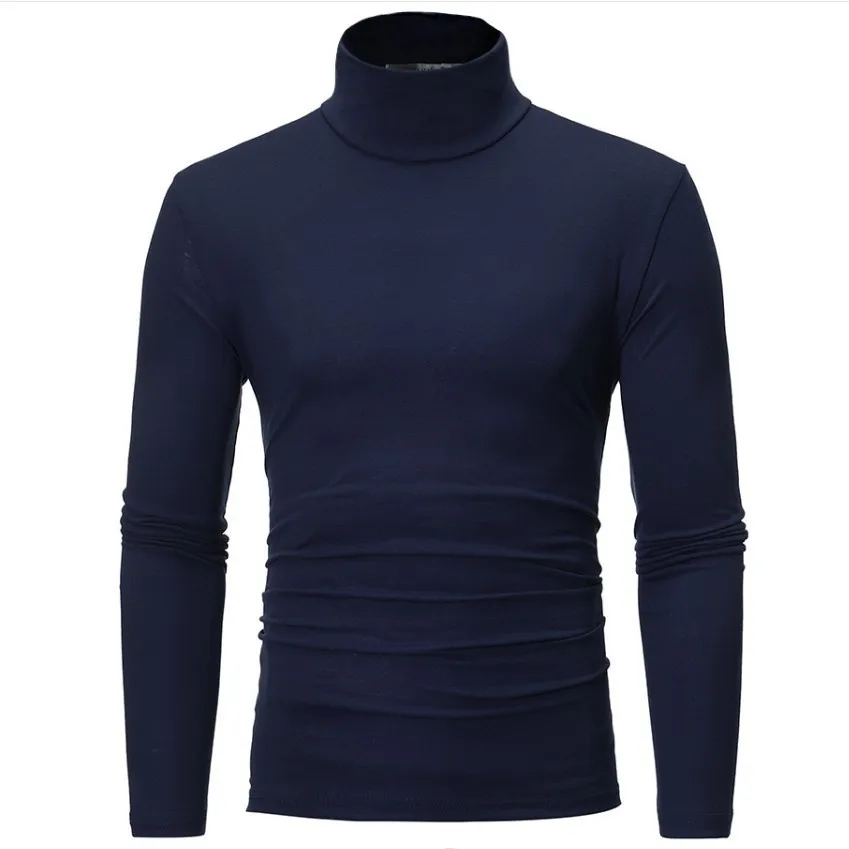 Spring Autumn Winter Men's Bottom Shirt High Elasticity Men's Casual Long Sleeve Sports Turtleneck Quality Tops 2