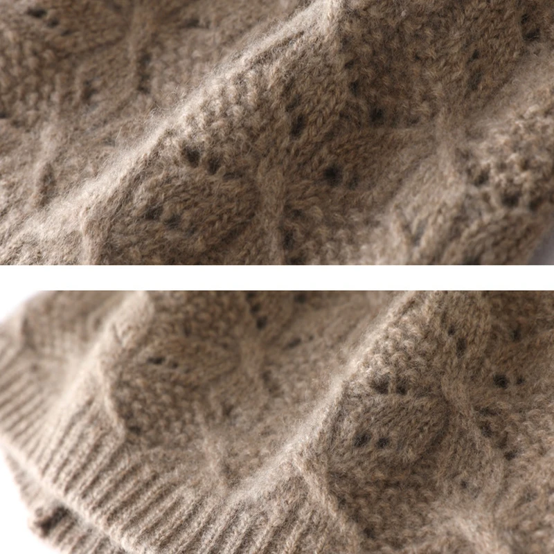 100% Merio Wool Fashion Beanies for Women Autumn Winter Fashion Hollow Out Soft Warm Wollen Skullies Cap Luxury Cashmere Bonnet 5