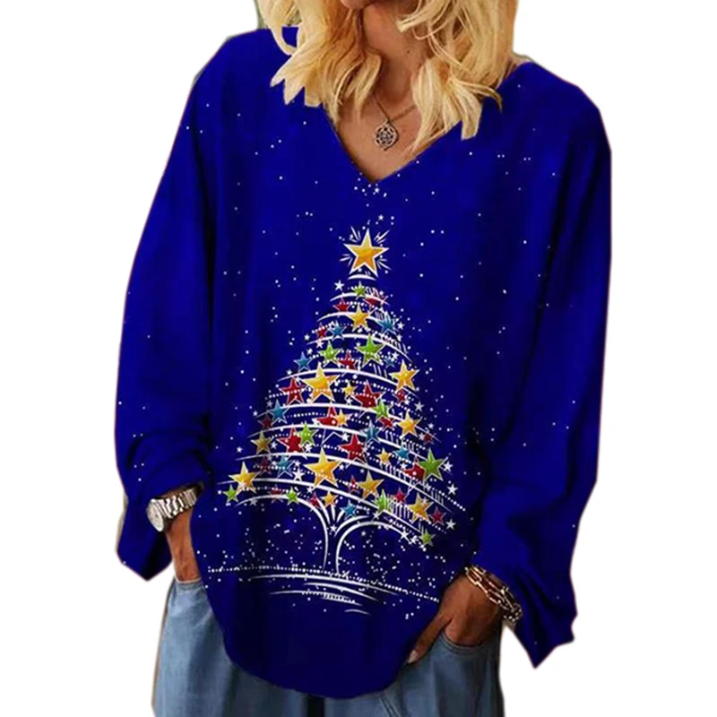Harajuku Streetwear Women's Shirts Christmas Autumn Fashion Chic Oversize Sweatshirt Pullovers Long Sleeve Top Loose Clothes Y2K