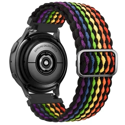 Elastic Braided Watch Strap Bracelet - Premium Adjustable Wristband for Galaxy4 classic 42mm (Rainbow on black)