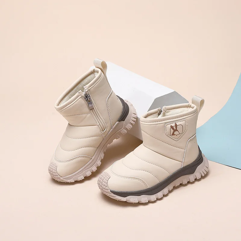 2024 어린이 스노우 부츠, 소년 소녀 짧은 다리, 한국 두꺼운 밑창, 양털 겨울 부츠