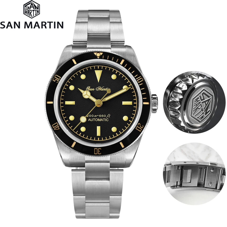 San Martin SN051G 39.5mm Diver NH35 Sandwich Dial Lusso Uomo Orologio Vetro Zaffiro Automatico San Martin SN051G 39.5mm Diver NH35 Sandwich Dial Lusso Uomo Orologio Vetro Zaffiro Automatico