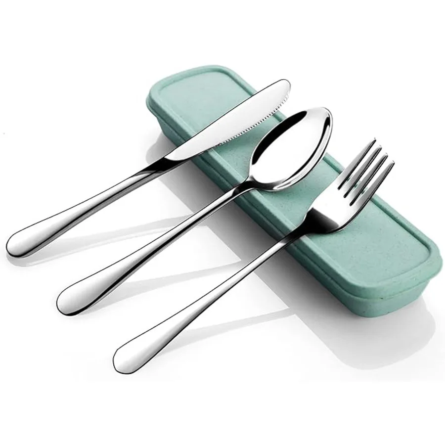 Dinnerware Set 3 Piece Stainless Steel Flatware With Knives Fork Spoon Travel Kitchen Tableware Dinnerware Set With Storage Box