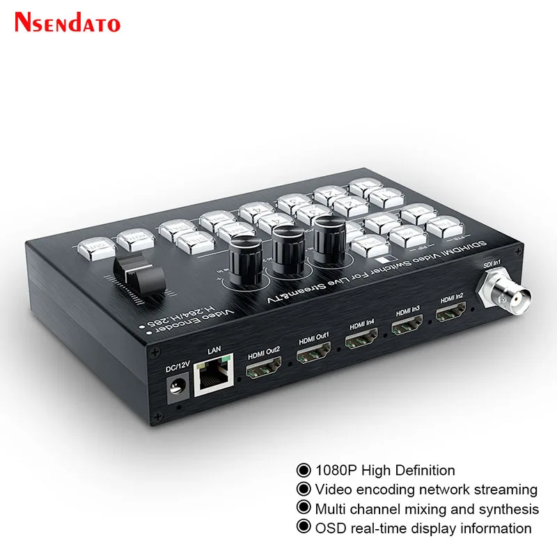 H.265 SDI HDMI Video Encoder Mixer Switcher For TV Live Streaming 4 Channel HDMI Video Seamless Encoder Director Switch With PIP