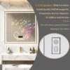 Wisfor LED Lighted Bathroom Mirror 32 Inch Square Lighted Bluetooth Speaker Dimmable Wall Vanity Mirror Temperature Time Display 6