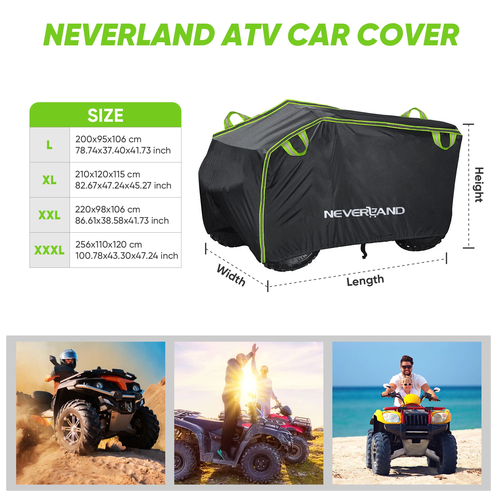 ATV QUAD UTV Accessorice Motor Quad Bike Cover Case Waterproof Rain Dust Anti-UV Wind Protect For Polaris CF Moto go kart Yamaha images - 6