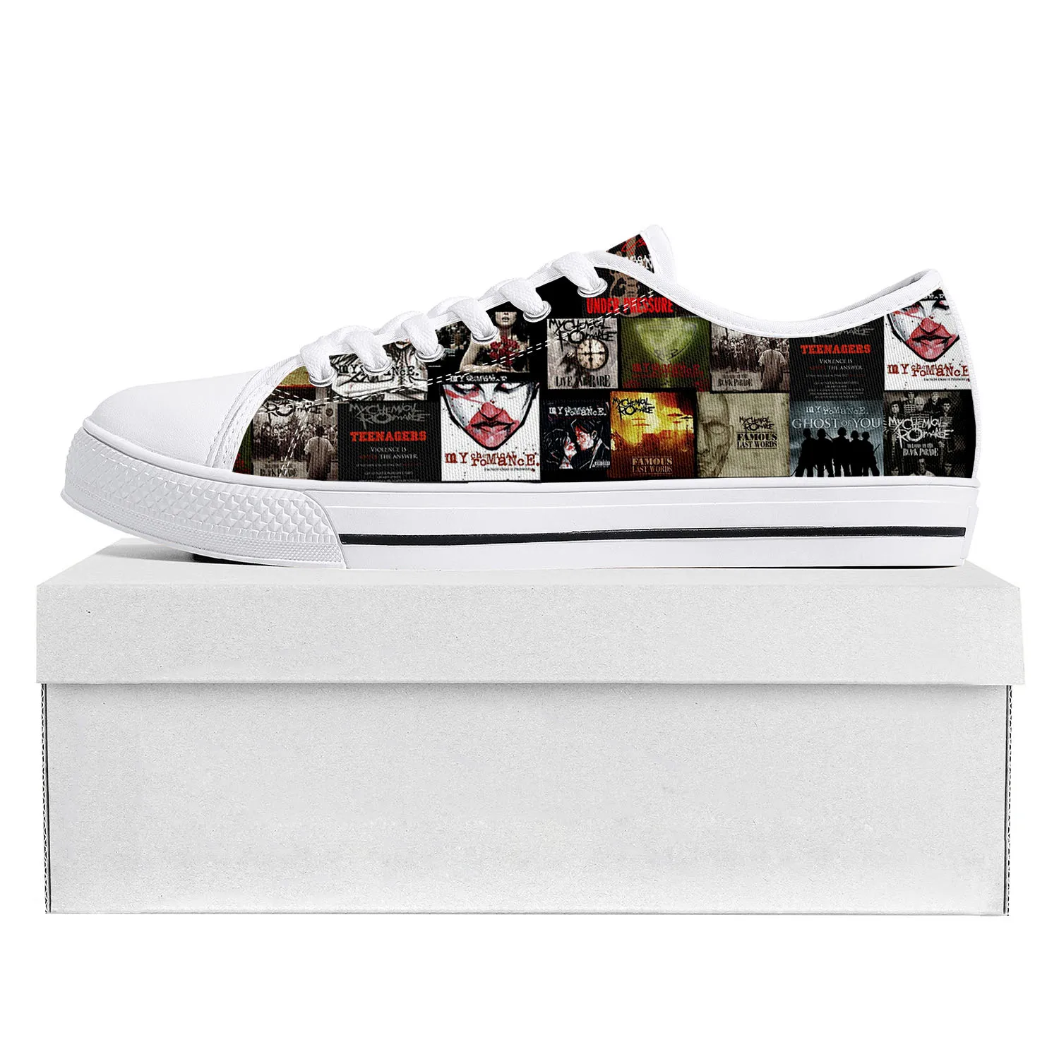 

Романтичная рок-группа Chemical My Fashion низкие высококачественные кроссовки Мужские Женские подростковые парусиновые кроссовки обувь на заказ