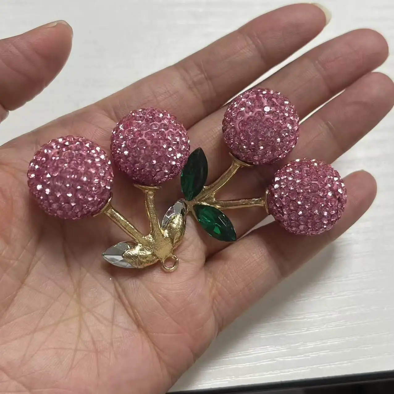 2Pcs 달콤한 럭셔리 대형 체리 전체 라인 석 3d Diy 정크 전화 케이스 쥬얼리 펜던트 인형 목걸이 팔찌 공예 부품