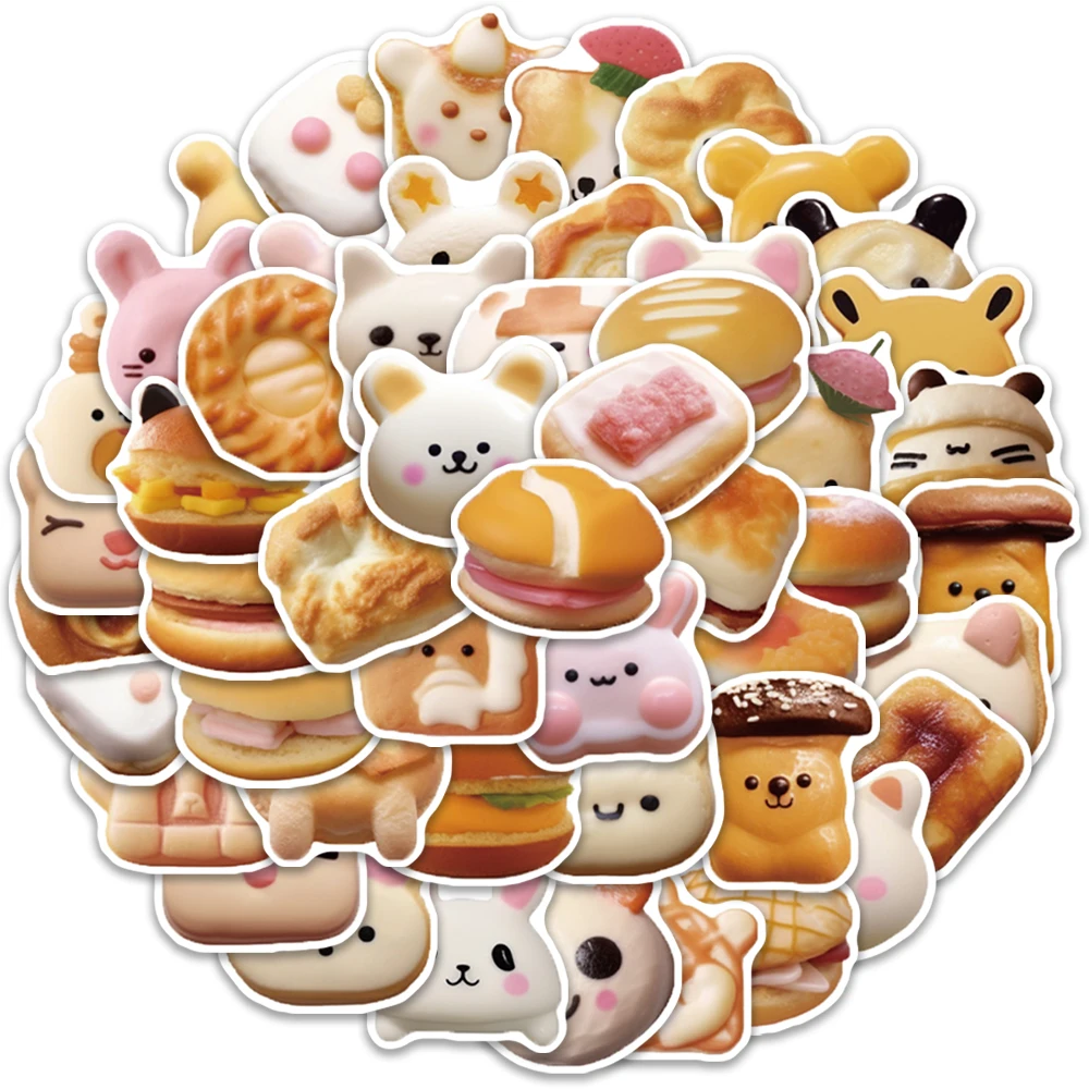 

10/25/50Pcs Yummy Cartoon Bread Cookies Stickers for Mini Diary Stationery Scrapbook Phone Laptop Art Decal Sticker