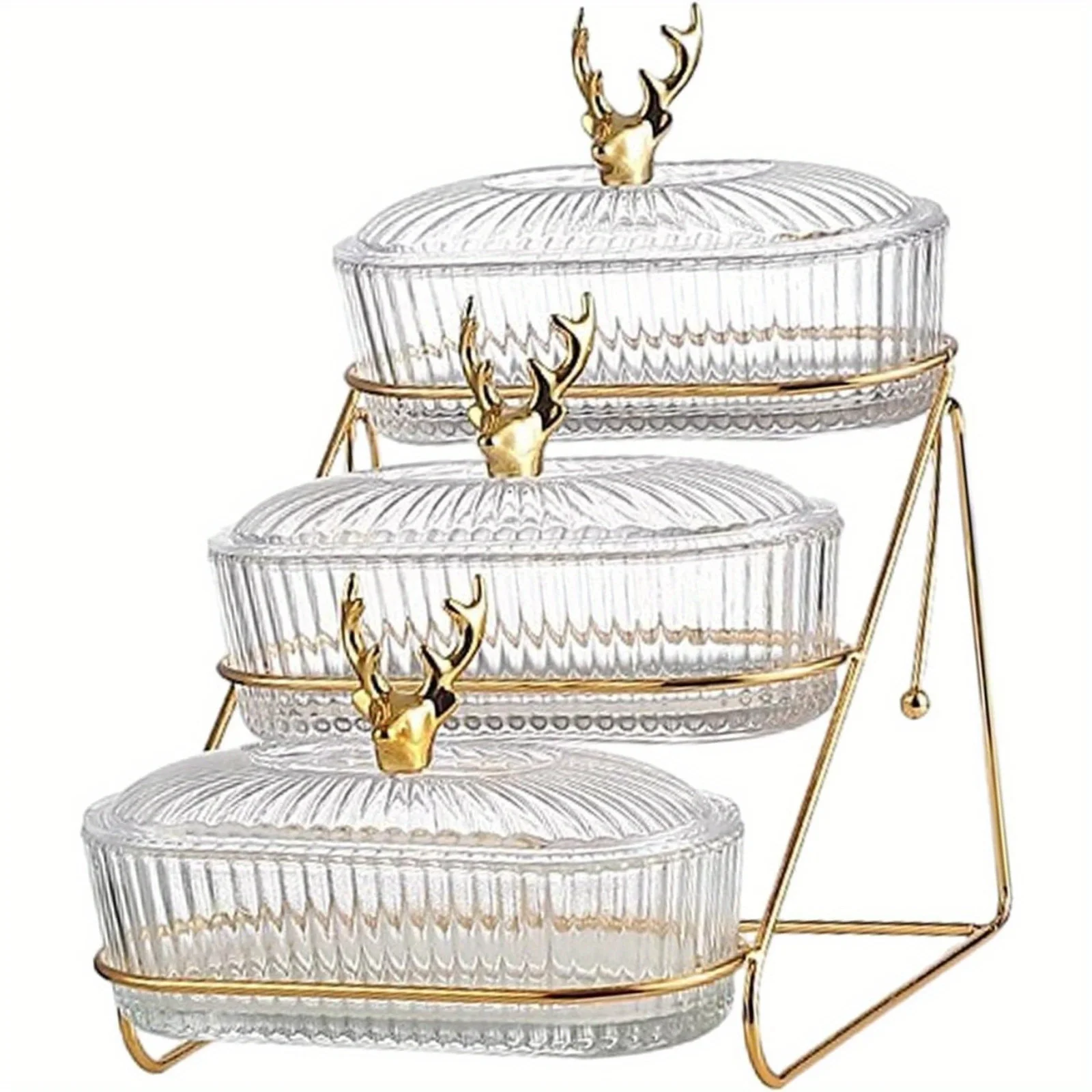 Serving Tray Organizer Elegant Dried Fruit Nut Display Tray with Stylish Elk Lid Nordic Fashion Snack Plate for Fruits 5