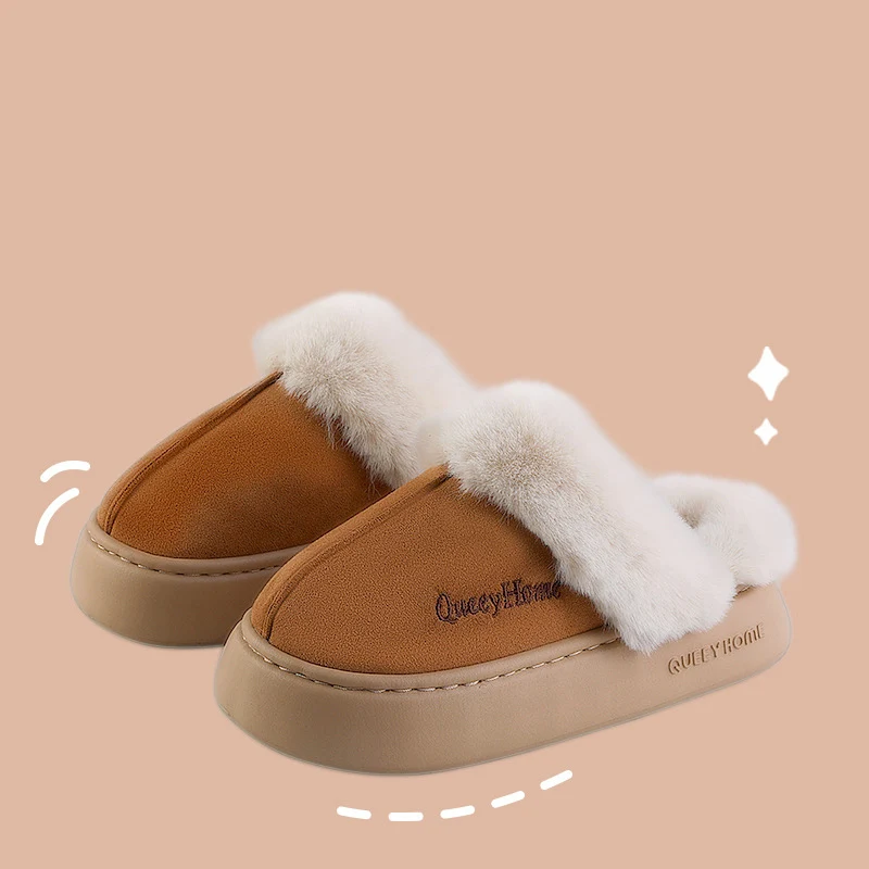 Comwarm Winter Women Cotton Slippers Thick Sole Warm Plush Women Slides Fashion Fuzzy Female Platform Shoes Fluffy House Slipper 2