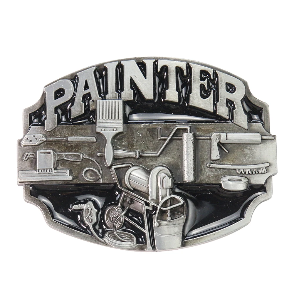 

4cm Retro Painter Belt Buckle Upfitter Worker Brush Painting Tool Instrument Leather Craft Pewter Men Male Jeans Strap Accessory